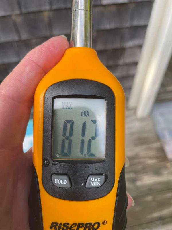 Comeau has taken to recording the noise level from her deck with readings consistently staying in the high 70s-low 80s weighted decibels.